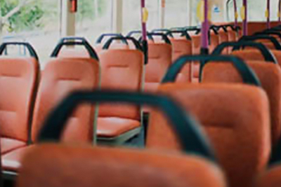 plush seats on coach bus